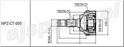 Fotografia produktu AJS NPZ-CT-008 przegub zewnętrzny Citroen Xsara 1.8I,1.9D/TD 50/55/66/81KW GEARBOX BE3 97-,B