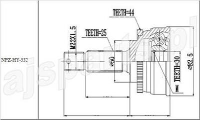 Fotografia produktu AJS NPZ-HY-532 przegub zewnętrzny Hyundai Matrix 1.6 01-