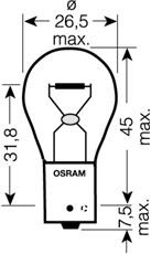 Fotografia produktu OSRAM OSR7507 żarówka 12V 21W BAU15s żółta
