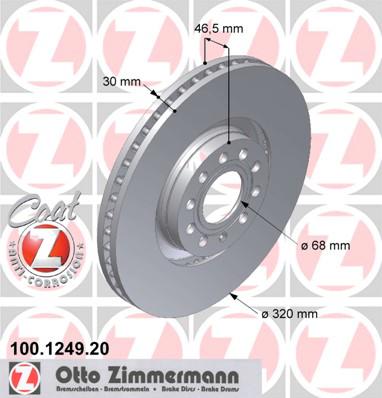 Fotografia produktu ZIMMERMANN 100.1249.20 tarcza hamulcowa Audi A4, A6 Quattro 321x30,0x28,0